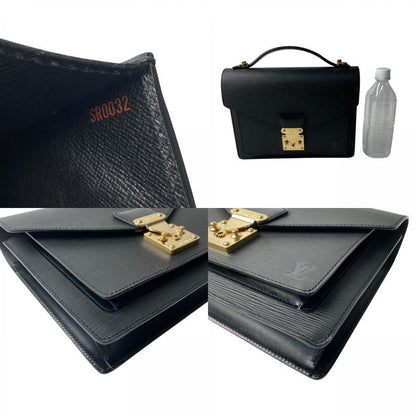 Louis Vuitton Women's Epi Monceau Noir Black Gold Hardware 2way Shoulder Bag