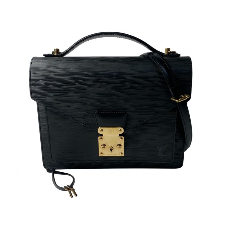 Louis Vuitton Women's Epi Monceau Noir Black Gold Hardware 2way Shoulder Bag