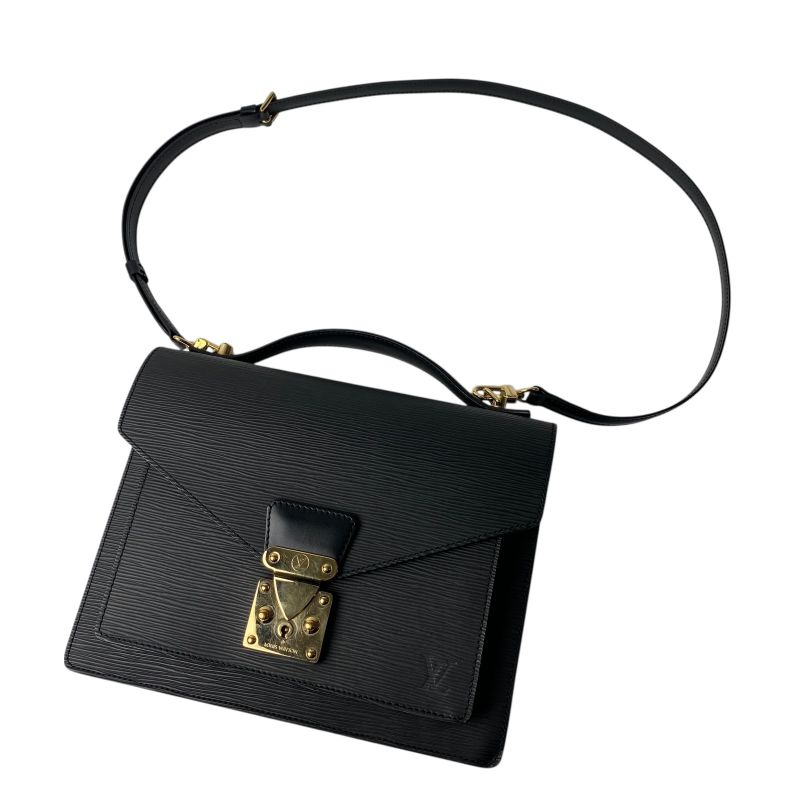 Louis Vuitton Women's Epi Monceau Noir Black Gold Hardware 2way Shoulder Bag