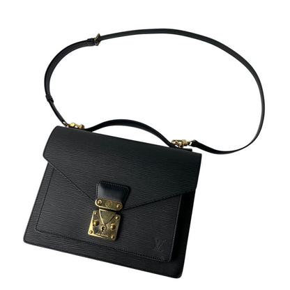 Louis Vuitton Women's Epi Monceau Noir Black Gold Hardware 2way Shoulder Bag