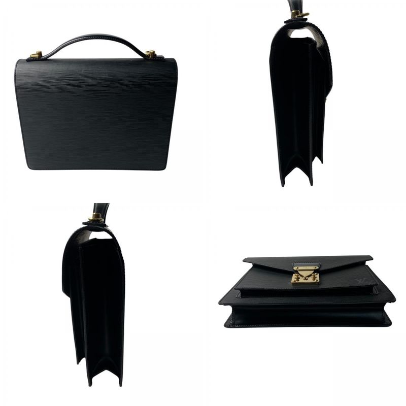 Louis Vuitton Women's Epi Monceau Noir Black Gold Hardware 2way Shoulder Bag