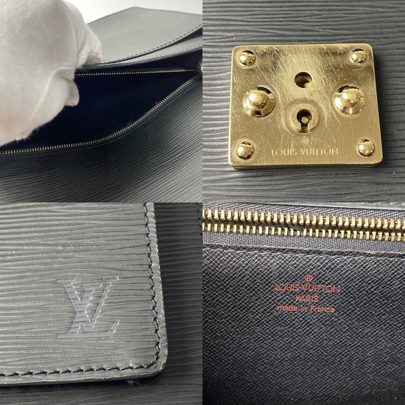 Louis Vuitton Women's Epi Monceau Noir Black Gold Hardware 2way Shoulder Bag