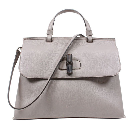 Gucci Bamboo Daily Medium Leather Red Handbag Silver 392013