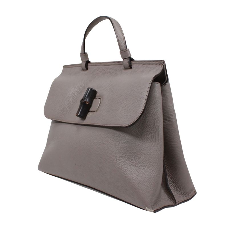 Gucci Bamboo Daily Medium Leather Red Handbag Silver 392013