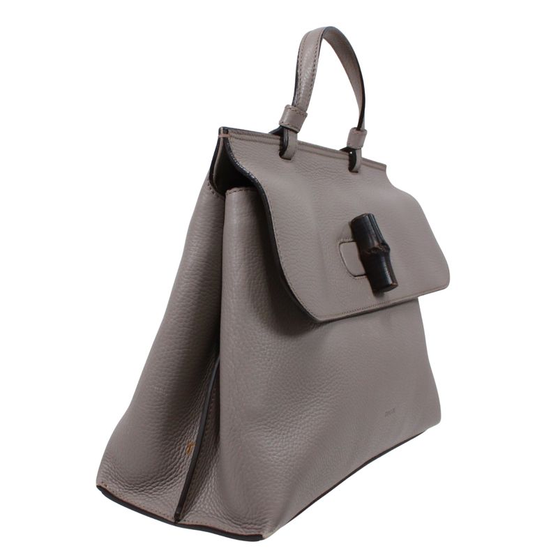 Gucci Bamboo Daily Medium Leather Red Handbag Silver 392013