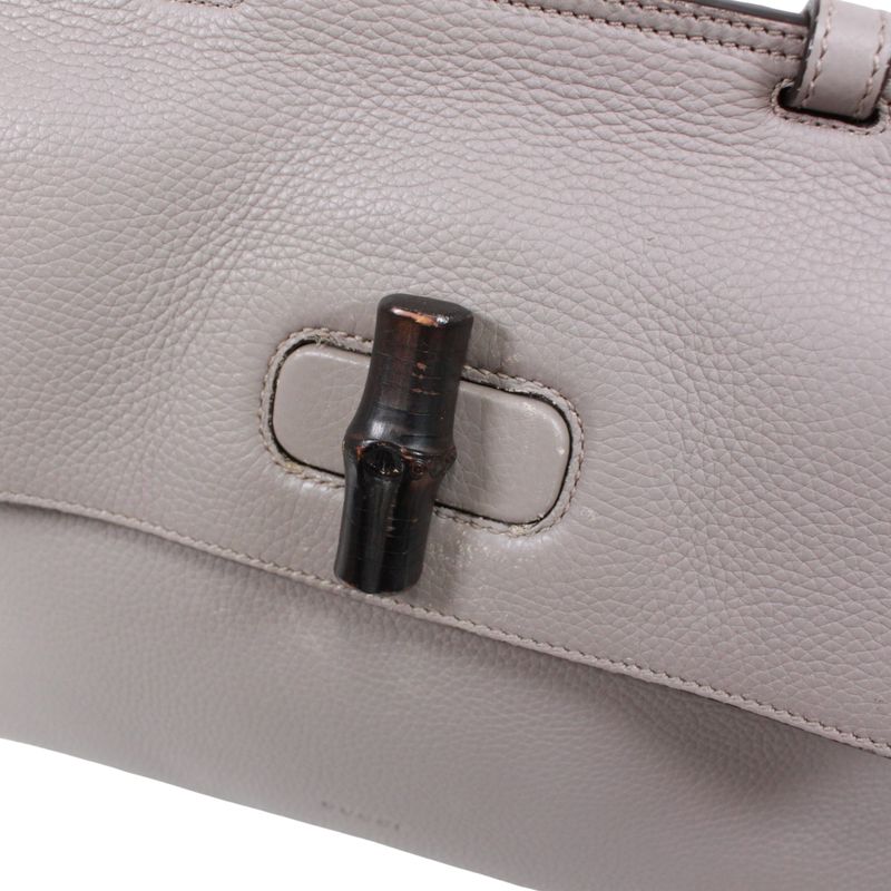 Gucci Bamboo Daily Medium Leather Red Handbag Silver 392013