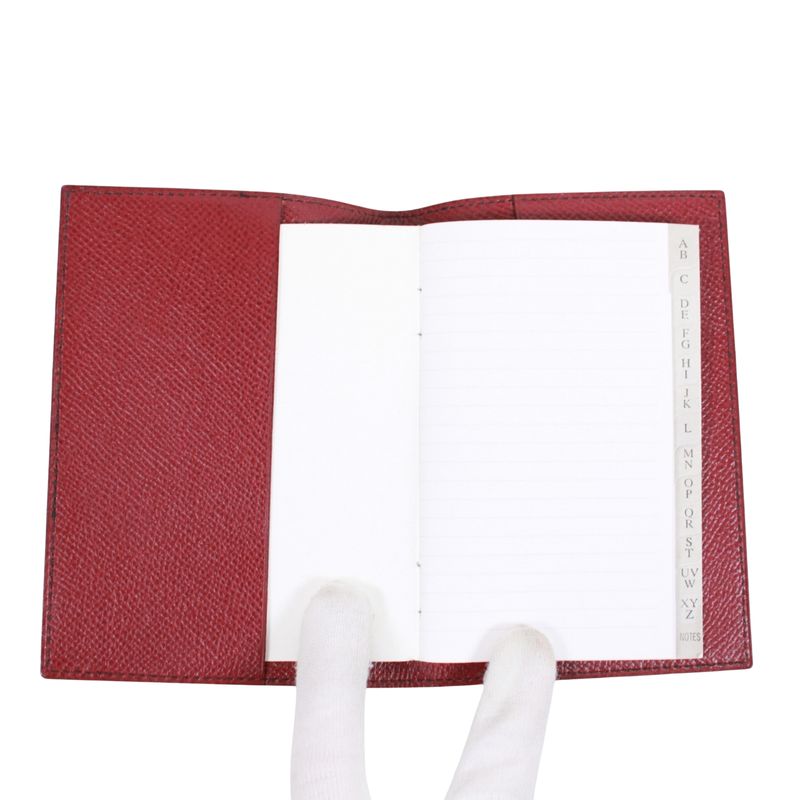 Hermes Agenda PM Leather Black and Red Wallet Small Silver