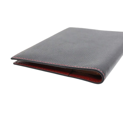 Hermes Agenda PM Leather Black and Red Wallet Small Silver