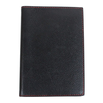 Hermes Agenda PM Leather Black and Red Wallet Small Silver
