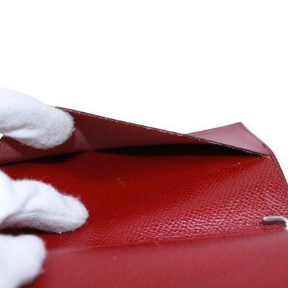 Hermes Agenda PM Leather Black and Red Wallet Small Silver