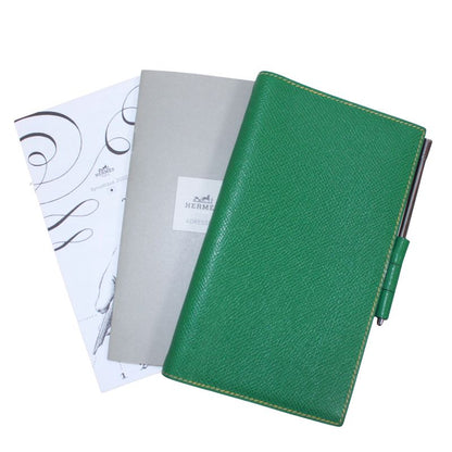 Hermes Agenda GM Leather Yellow and Green Wallets and Accessories Silver