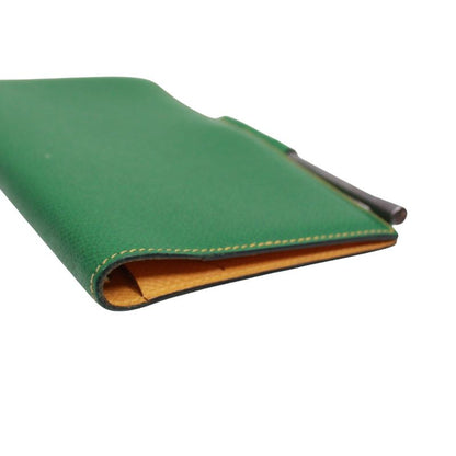 Hermes Agenda GM Leather Yellow and Green Wallets and Accessories Silver