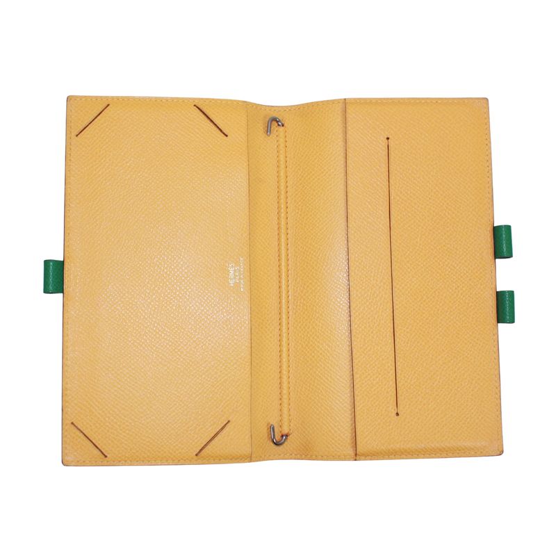 Hermes Agenda GM Leather Yellow and Green Wallets and Accessories Silver