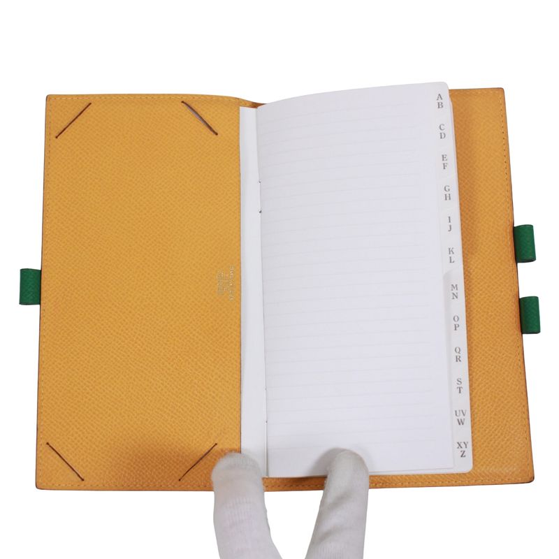 Hermes Agenda GM Leather Yellow and Green Wallets and Accessories Silver