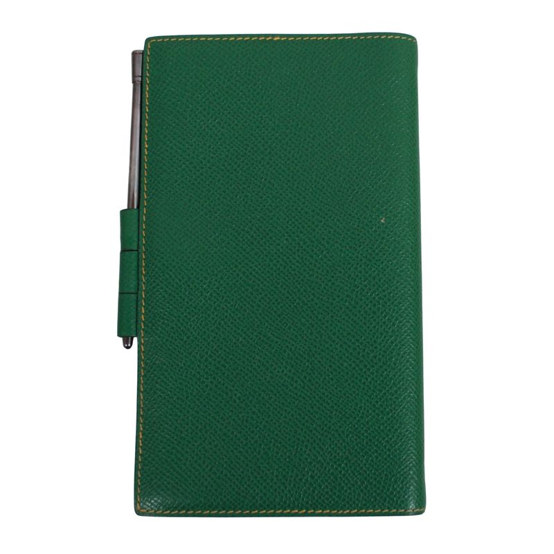 Hermes Agenda GM Leather Yellow and Green Wallets and Accessories Silver
