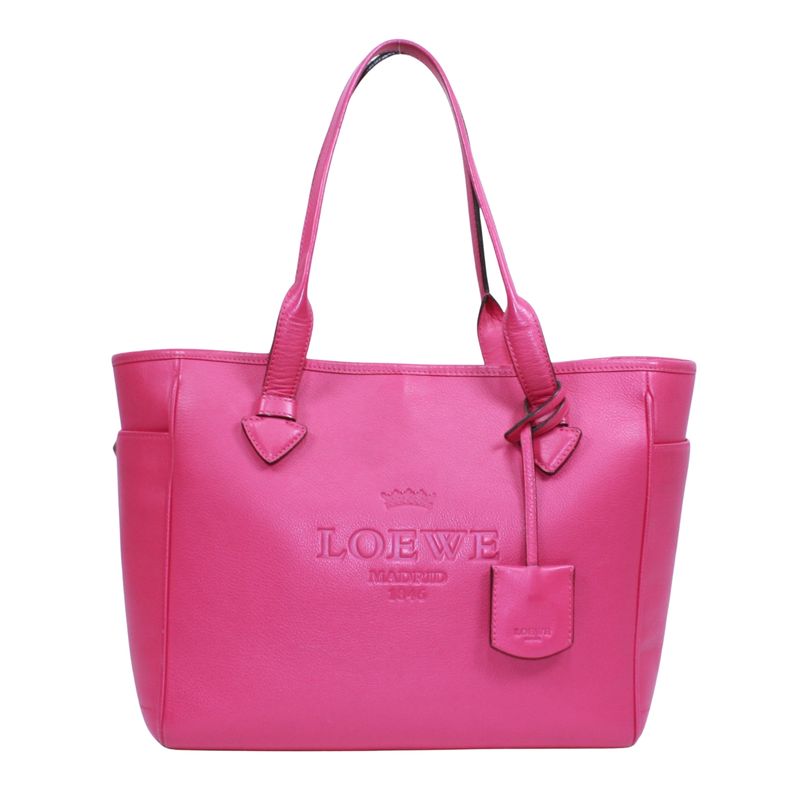 Loewe Heritage Leather Pink Tote Bag Silver