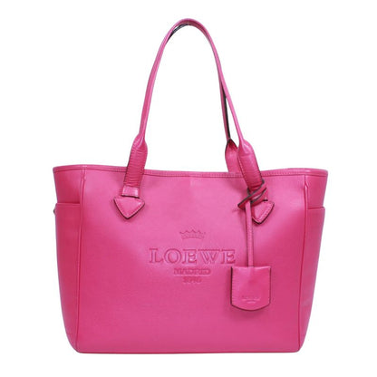 Loewe Heritage Leather Pink Tote Bag Silver