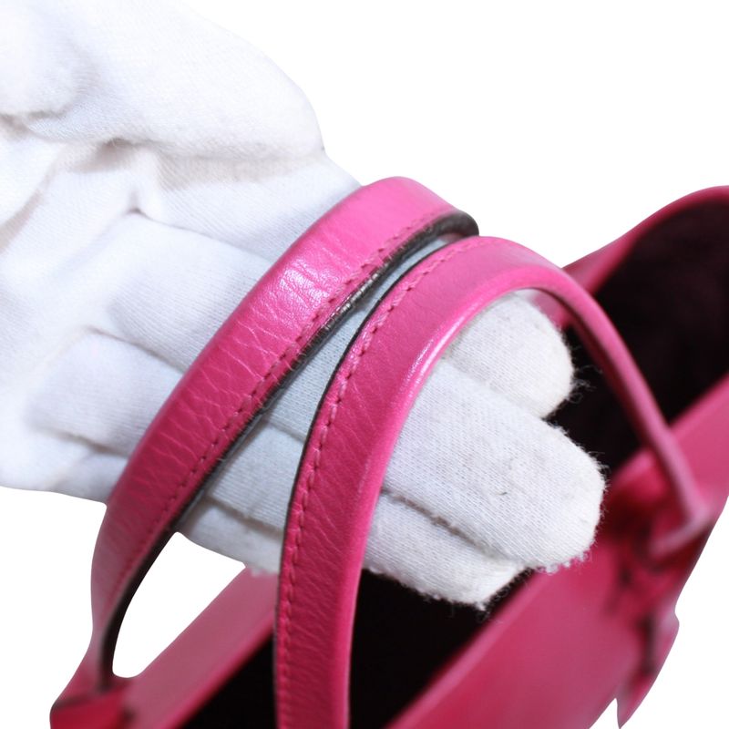 Loewe Heritage Leather Pink Tote Bag Silver