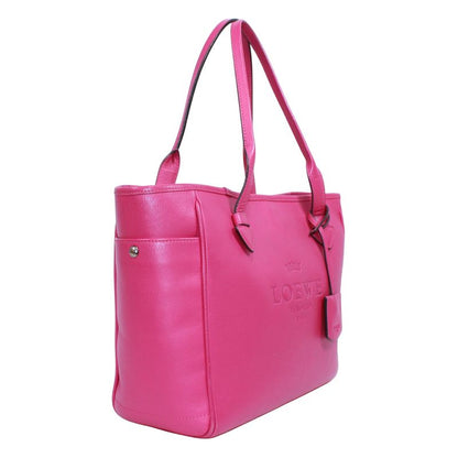 Loewe Heritage Leather Pink Tote Bag Silver