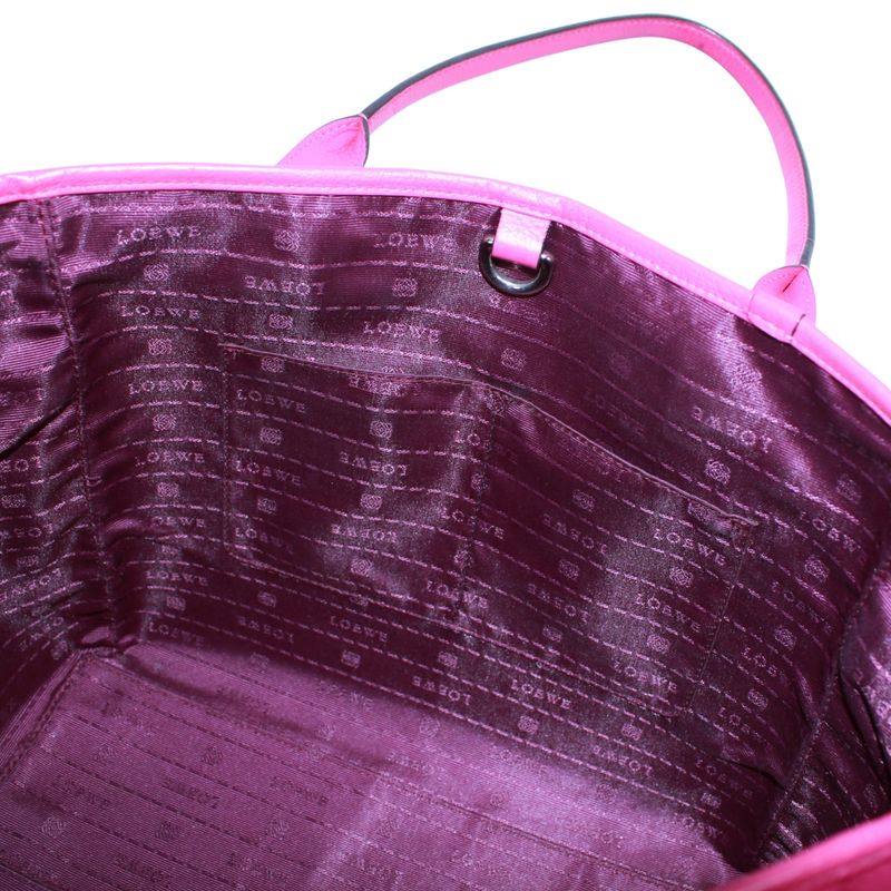 Loewe Heritage Leather Pink Tote Bag Silver