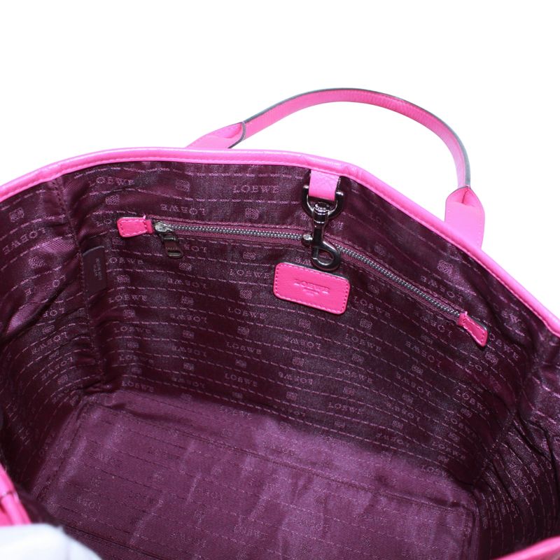 Loewe Heritage Leather Pink Tote Bag Silver
