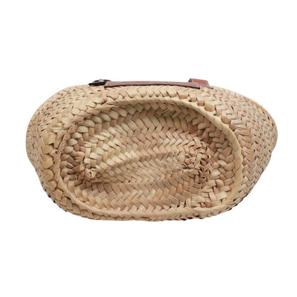 Loewe Basket Bag Small Leather X Raffia Brown X Beige Handbag Silver 32702s93