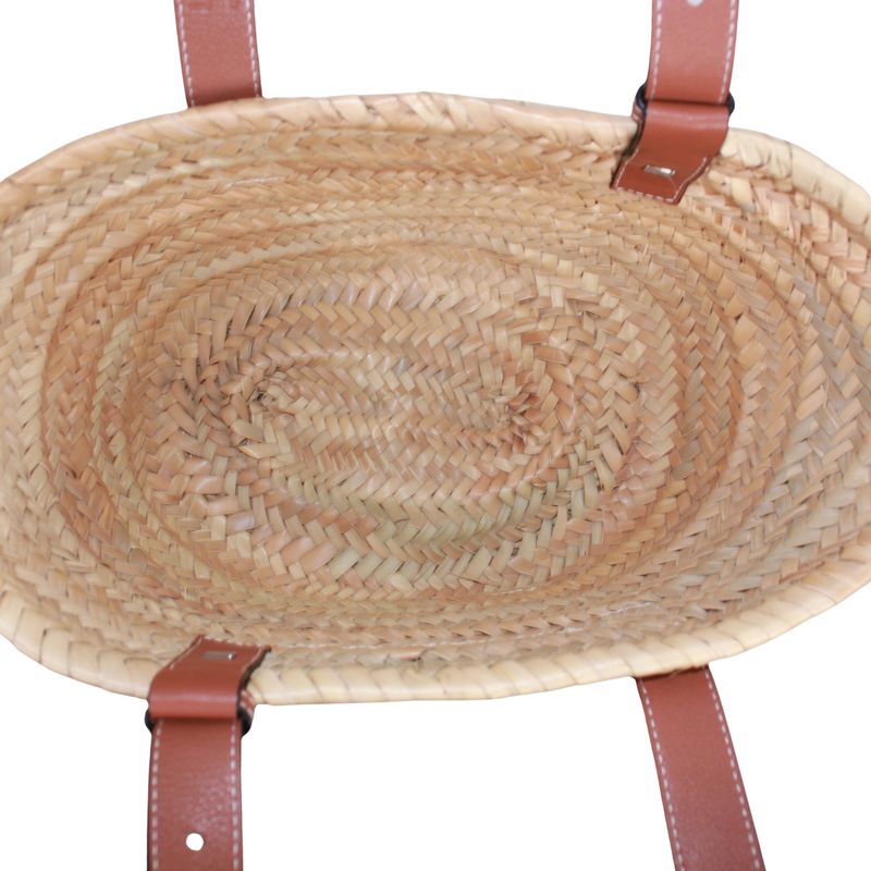 Loewe Basket Bag Small Leather X Raffia Brown X Beige Handbag Silver 32702s93