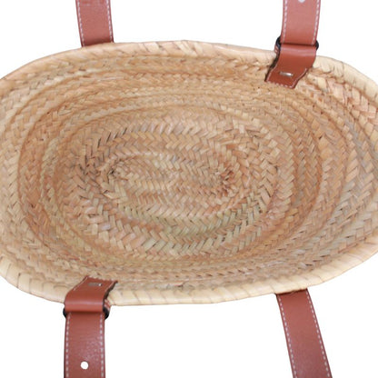 Loewe Basket Bag Small Leather X Raffia Brown X Beige Handbag Silver 32702s93