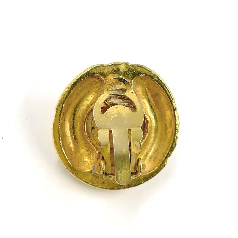 Chanel Circle Faux Pearl GP X Faux Pearl Gold Earrings Gold