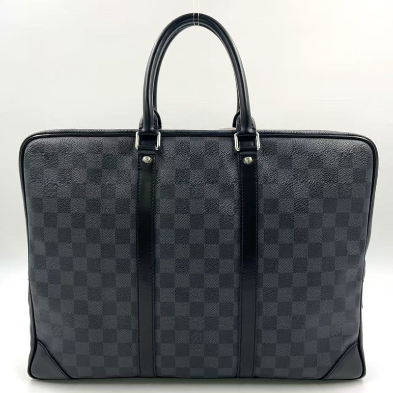 Louis Vuitton Porte Documents Voyage Damier Graphite Damier Graphite Leather ×