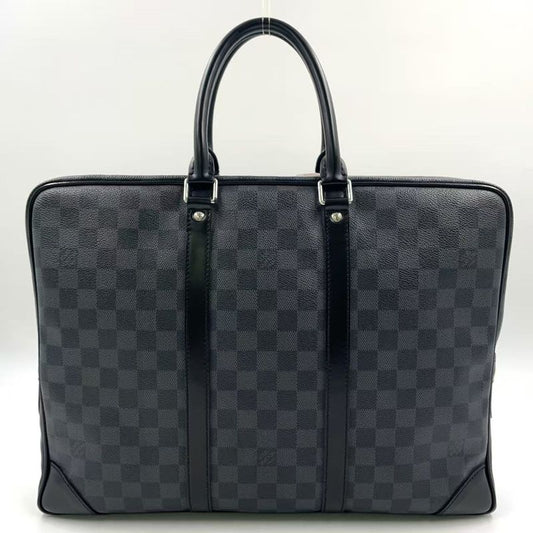 Louis Vuitton Porte Documents Voyage Damier Graphite Damier Graphite Leather ×