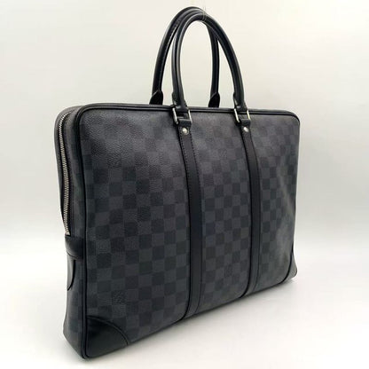 Louis Vuitton Porte Documents Voyage Damier Graphite Damier Graphite Leather ×