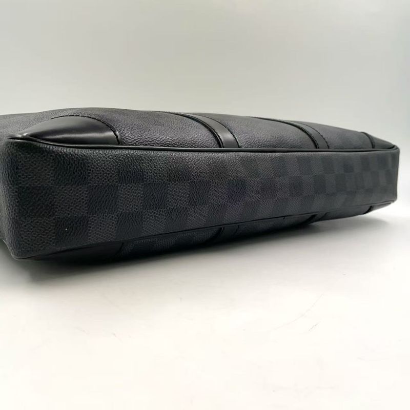 Louis Vuitton Porte Documents Voyage Damier Graphite Damier Graphite Leather ×