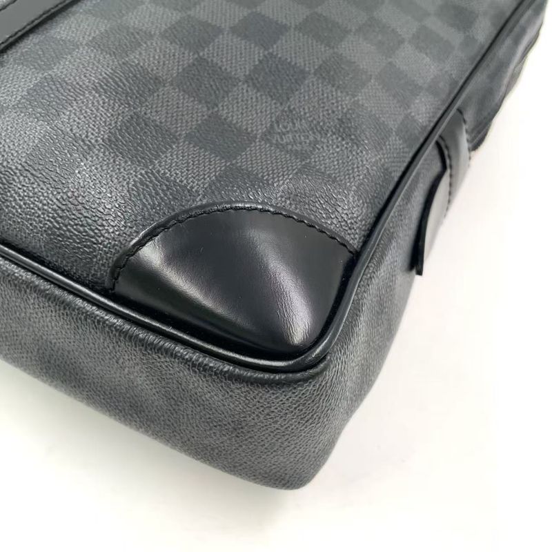 Louis Vuitton Porte Documents Voyage Damier Graphite Damier Graphite Leather ×