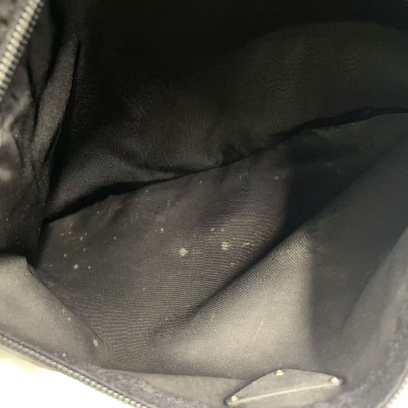 Prada Vera Triangle Logo Nylon and Saffiano Leather Black Shoulder Bag Silver