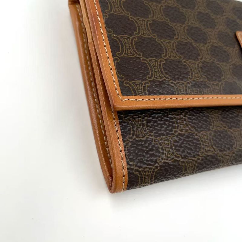 Celine Leather X PVC Brown Wallet
