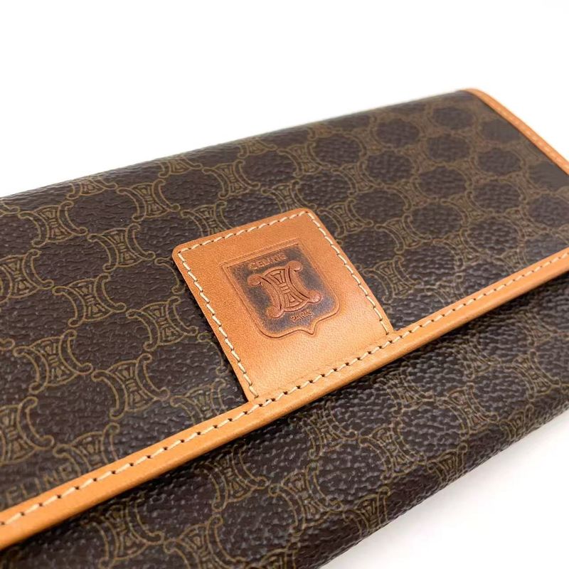 Celine Leather X PVC Brown Wallet