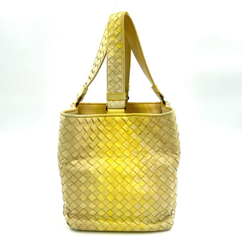 Bottega Veneta Intrecciato Gradient Leather Yellow Handbag Black