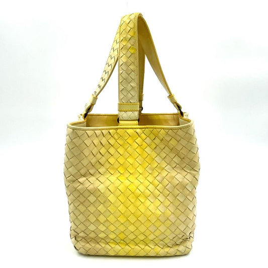 Bottega Veneta Intrecciato Gradient Leather Yellow Handbag Black