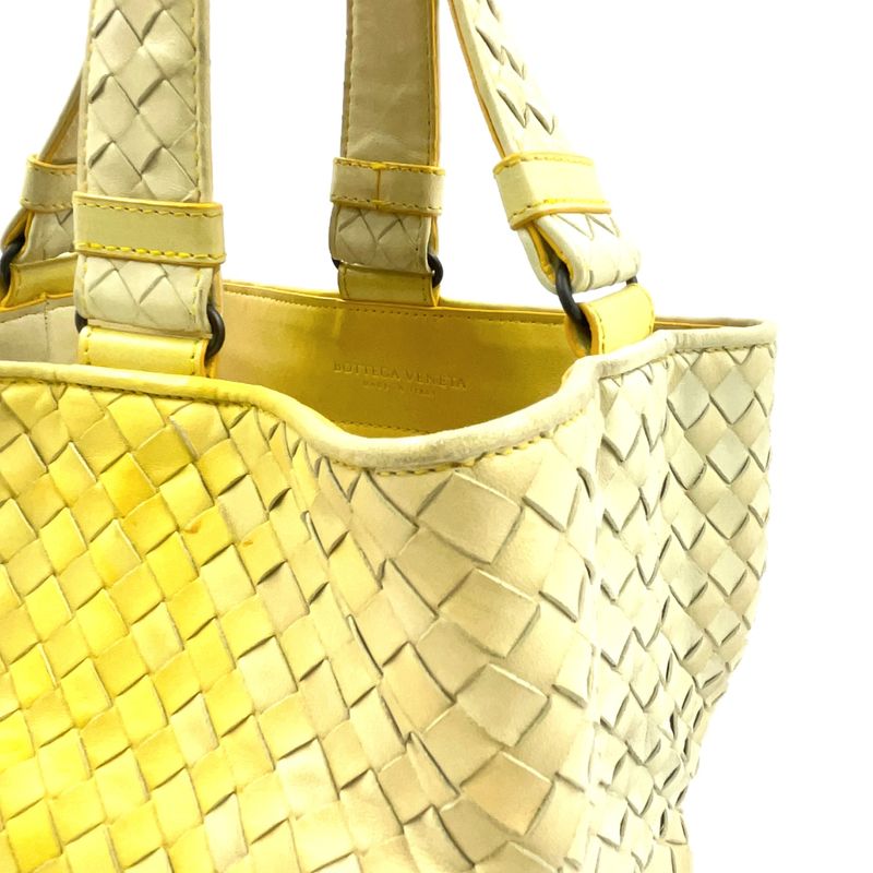 Bottega Veneta Intrecciato Gradient Leather Yellow Handbag Black
