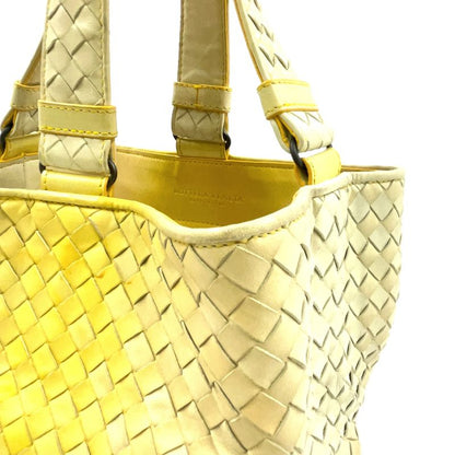 Bottega Veneta Intrecciato Gradient Leather Yellow Handbag Black