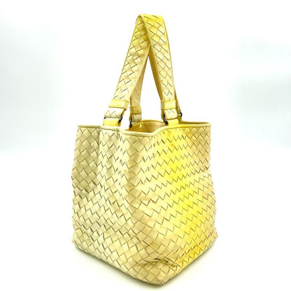 Bottega Veneta Intrecciato Gradient Leather Yellow Handbag Black