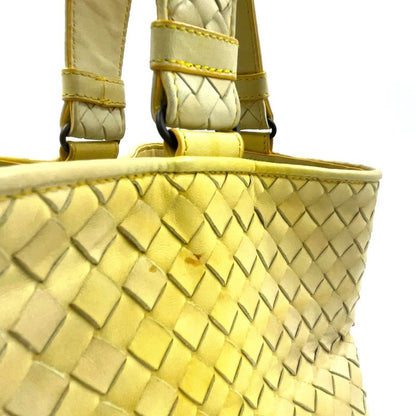 Bottega Veneta Intrecciato Gradient Leather Yellow Handbag Black