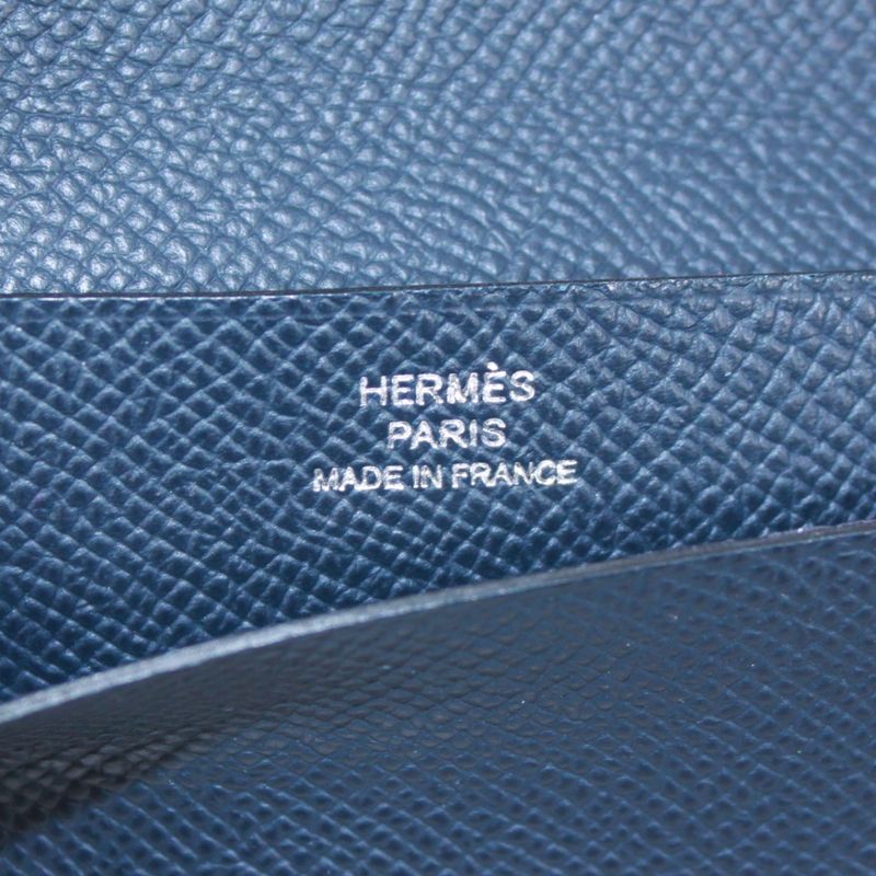 Hermes Mc2 Fleming Fold Blue Indigo Leather Blue Wallet H044095ca76