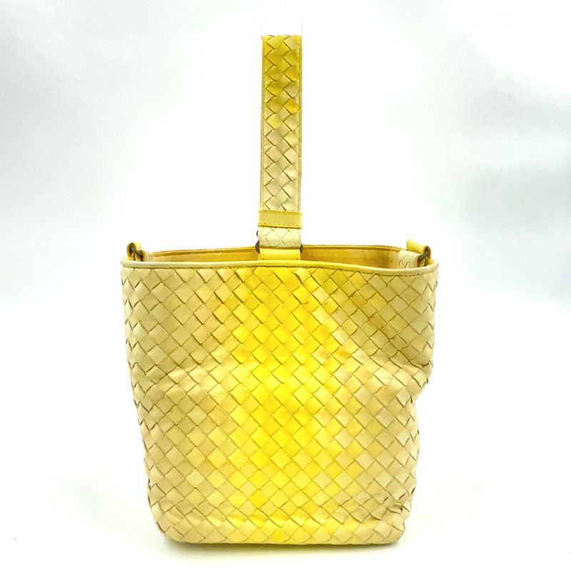 Bottega Veneta Intrecciato Gradient Leather Yellow Handbag Black