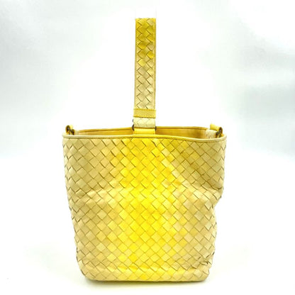 Bottega Veneta Intrecciato Gradient Leather Yellow Handbag Black
