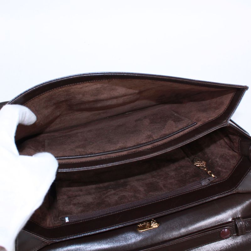 Gucci Old Gucci Leather Brown Shoulder Bag Gold