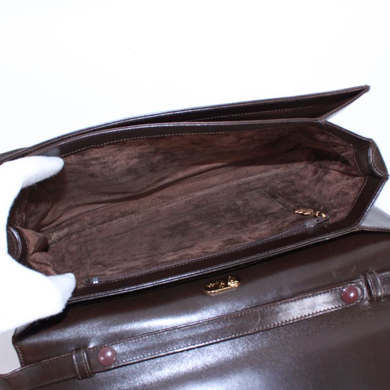 Gucci Old Gucci Leather Brown Shoulder Bag Gold