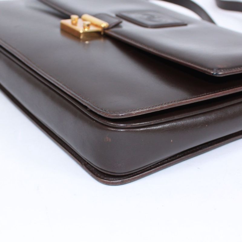 Gucci Old Gucci Leather Brown Shoulder Bag Gold