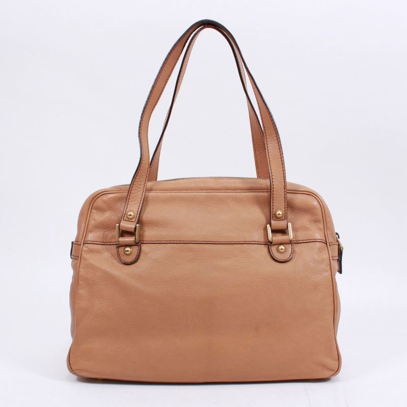 Gucci Interlocking G Leather Beige Handbag Gold 121544